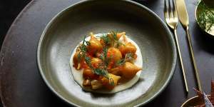 Heirloom beetroots,creme fraiche and roe recipe by Matt McConnell for Good Food Christmas menu.
