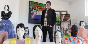 Artist Rob McHaffie at his Castlemaine studio.