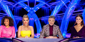 The new Masked Singer panel (from left):Mel B,Abbie Chatfield,Dave Hughes and Chrissie Swan.