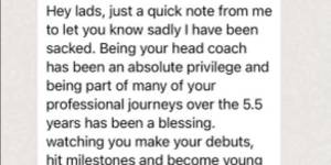 A text from Jason Demetriou sent to South Sydney players after his contract was terminated by the club.