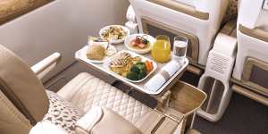 Mealtime … Emirates premium economy.