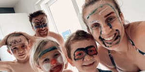 James Maloney and his family enjoy some face-painting while in lockdown in France.