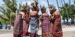 The traditional welcome at Baubau in East Timor.