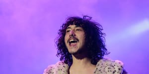 Dylan Frost of Sticky Fingers,performing at Splendour in the Grass 2016.