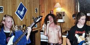 Jeremy Buckingham (centre) grew up off the grid in Tasmania,wearing hemp,smoking pot and playing in a heavy metal rock band.