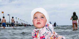 Rose Strong cools off at Frankston beach.