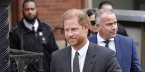 Prince Harry leaves the Royal Courts Of Justice in London in March. 