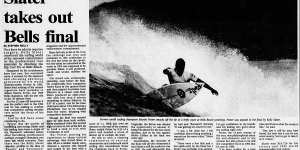 The Age reports on Kelly Slater’s first win at Bells Beach in 1994.
