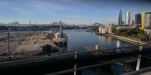 Tom Forrest,head of the Urban Taskforce developer lobby,said Bays West (left) could be Sydney’s next Barangaroo (right).