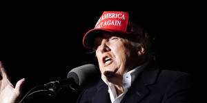 Ex-US president Donald Trump speaks at a rally in Florence,Arizona,on January 15.