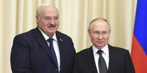 Russian President Vladimir Putin and Belarusian President Alexander Lukashenko at a meeting outside Moscow in February.