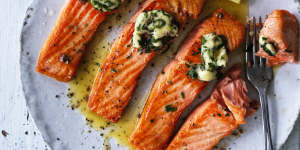 Grilled ocean trout with'flavour bomb'butter.