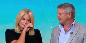 Samantha Armytage and husband Richard Lavender during her last day as co-host of Sunrise.
