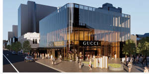 The former Bank West building in Raine Square is currently under renovation and will house Italian luxury brand Gucci. 