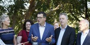 Daniel Andrews announces Penny Armytage,left,as chair of the Royal Commission into Mental Health.