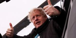 British Prime Minister Boris Johnson on a visit to RAF Valley in Holyhead on January 27.