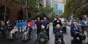 World War II veterans during the Anzac Day march in Sydney.