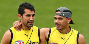 Pickett and Sydney Stack at training before the AFL grand final.