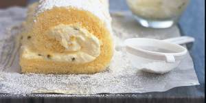 Roll up,roll up:Sponge roll with passionfruit cream