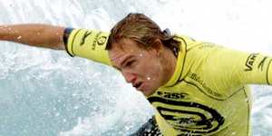 Pro surfer Chris Davidson at the Billabong Pro in Baiko,Spain 2003.