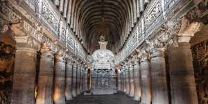 The cave temples of Ajanta are crowd free.