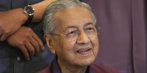 Malaysian Prime Minister Mahathir Mohamad speaks during a press conference in Putrajaya,Malaysia.