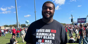 Damase Pendelton at a Trump rally in Pennsylvania at the weekend.