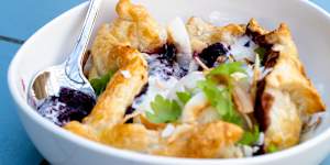 Tangily sweet and luscious:The mixed berry tart.