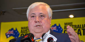Clive Palmer,photographed in Perth earlier this month,has been described by WA Premier Mark McGowan as a"greedy hypocrite".