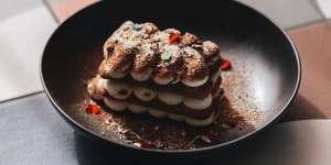 Agostinis'made-to-order tiramisu includes chocolate mousse.