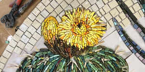 Mosaic art from the base of the new gate.
