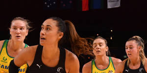 New Zealand's Maria Folau with possession against Australia in their Constellation Cup win on Sunday.