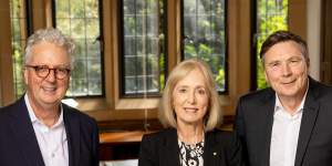 University of Sydney chancellor,David Thodey (right) with vice chancellor Mark Scott and former chancellor Belinda Hutchinson.