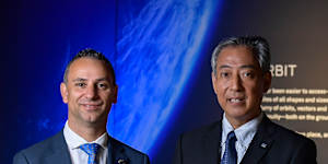 Enrico Palermo,head of the Australian Space Agency and Dr Hiroshi Yamakawa,president of the Japan Aerospace Exploration Agency.