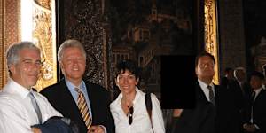 Former US president Bill Clinton pictured with Jeffrey Epstein and Ghislaine Maxwell in a photo provided by the Department of Justice.