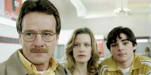 Breaking Bad:Walter White (Bryan Cranston),Skyler White (Anna Gunn) and Walter White jnr (RJ Mitte).