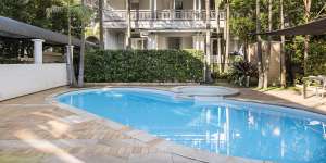 The home has a heated pool for residents of the boutique complex of six.