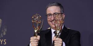 John Oliver wins outstanding writing for a variety series and outstanding variety talk series for Last Week Tonight with John Oliver.