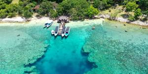 Boats at the pier,Menjangan Island.