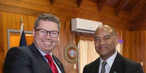Pacific Minister Pat Conroy and Nauru’s President David Adeang in late January.