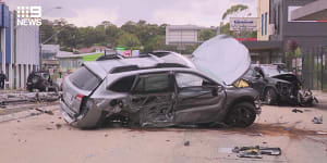 ‘Absolute carnage’:Crash closes Sydney’s Parramatta Road after police pursuit