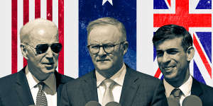 Joe Biden,Anthony Albanese and Rishi Sunak.