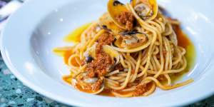 Spaghetti with ’nduja,clams and white wine from Bastardo in Surry Hills will be available in the CBD.
