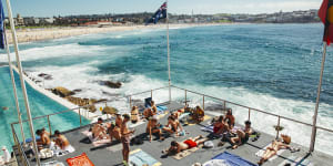 Sydneysiders at Bondi’s Icebergs Pool during summer’s heatwave. 