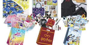 The top-selling showbags for Bensons Trading (Bluey,Harry Potter and Barbie) and for Chicane Showbags (Bertie Beetle,The Australian Women's Weekly and My Kitchen Rules).