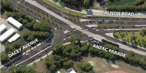 The so-called continuous flow intersection planned for Moore Park.
