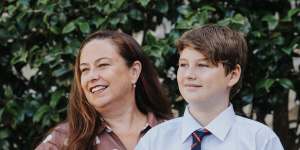 Joanna McNamara with her son Billy,who is in year 7 at St Paul’s Catholic College in Manly.