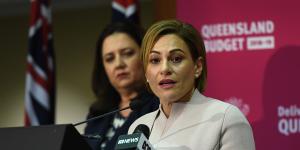 Queensland Premier Annastacia Palaszczuk (left) and Treasurer Jackie Trad prepare to hand down the 2018-19 budget. 