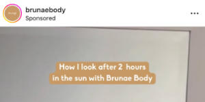 A sponsored social media post from tanning company Brunae Body.
