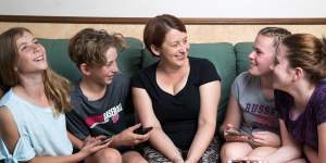 Megan Hogg's four children – (from left) Danika Klinkenberg,Harrison Klinkenberg,Emily Hogg and Nicola Hogg – are paid their pocket money through an app.